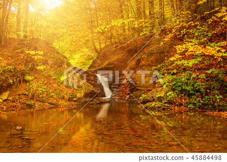 Autumn mountain waterfall Autumn mountain waterfall 45884498