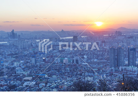 Seoul, Korea, Namsan, Seoul City, Sunset 45886356