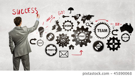 Man presenting teamwork concept Man presenting teamwork concept 45890068
