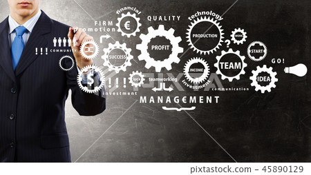 Man presenting teamwork concept 45890129