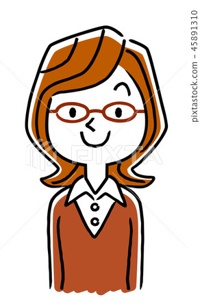 A young woman wearing glasses - Stock Illustration [45891310] - PIXTA