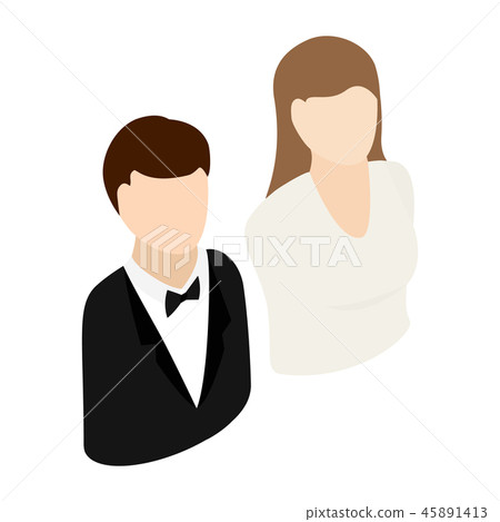 Bride and groom isometric 3d icon Bride and groom isometric 3d icon 45891413