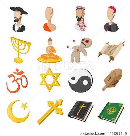 Different religions cartoon icons set Different religions cartoon icons set 45891549