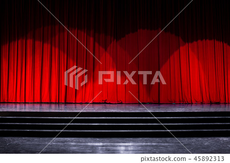 Stage wood and red curtains. 45892313