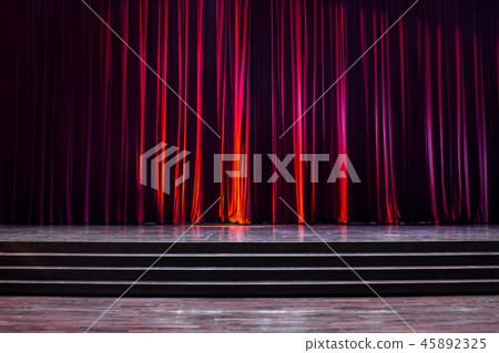 Stage wood and red curtains. 45892325