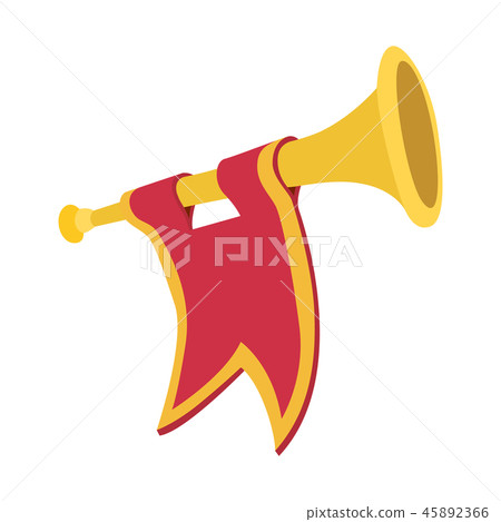 Trumpet with red flag cartoon Trumpet with red flag cartoon 45892366