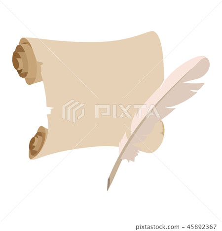 Scroll with pen cartoon icon Scroll with pen cartoon icon 45892367