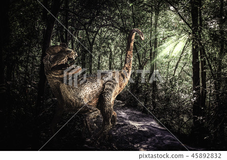 dinosaur , Dilophosaurus  in the jungle 45892832