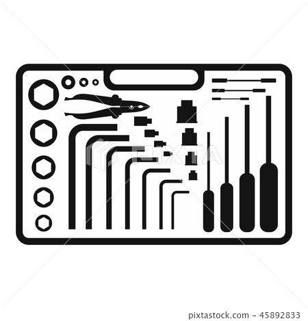 Hand tools set black simple icon 45892833