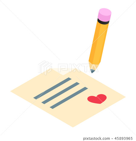 Card with heart isometric 3d icon Card with heart isometric 3d icon 45893965