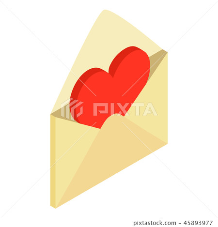 Envelope with valentine heart isometric 3d icon 45893977
