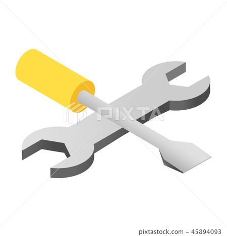 Screwdriver and wrench isometric 3d icon Screwdriver and wrench isometric 3d icon 45894093