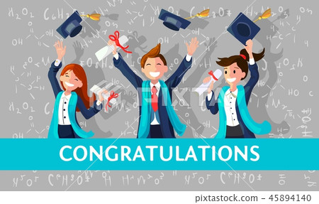 Vector Concept Illustration Cartoon Happy Students 45894140