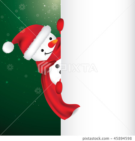 snowman behind white blank paper snowman behind white blank paper 45894598