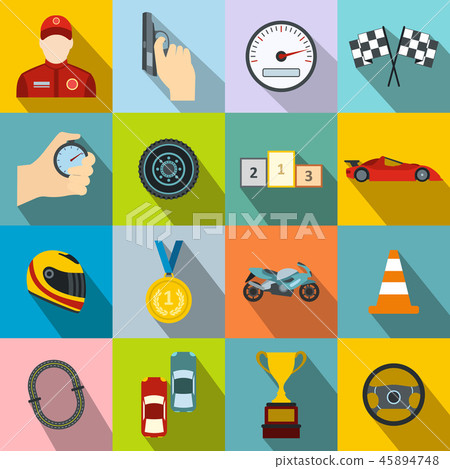 Car racing flat icons Car racing flat icons 45894748