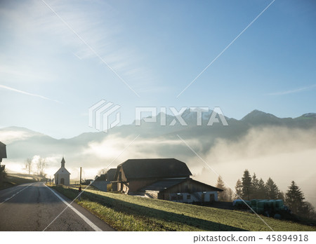 Travel by car in the mountains. White clouds over the mountains Travel by car in the mountains. White clouds over the mountains 45894918