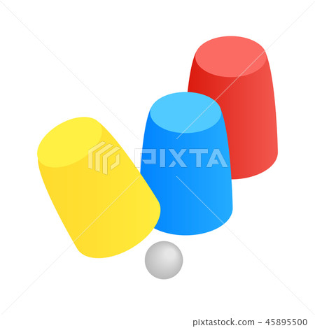 Three game thimbles with a ball isometric 3d icon 45895500
