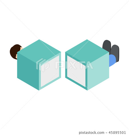 Magician sawing box isometric 3d icon  45895501
