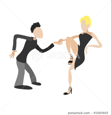 Couple dancing tango cartoon illustration 45895605