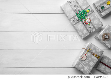 Christmas card with presents on white background 45895628