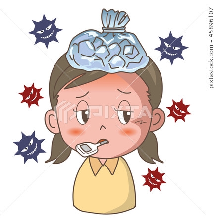 Symptoms of flu and cold <girl> 45896107