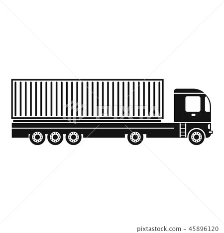 Container at the dock with truck black simple icon Container at the dock with truck black simple icon 45896120