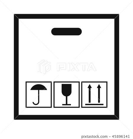 Cardboard with black fragile symbol 45896141