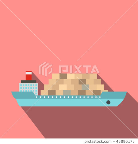 Cargo ship flat - Stock Illustration [45896173] - PIXTA