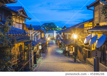street view of Ninen zaka in kyoto at night 45896286