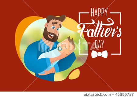 Vector Cartoon Illustration Concept Happy Father 45896787