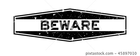 Grunge black beware word hexagon rubber stamp Grunge black beware word hexagon rubber stamp 45897010