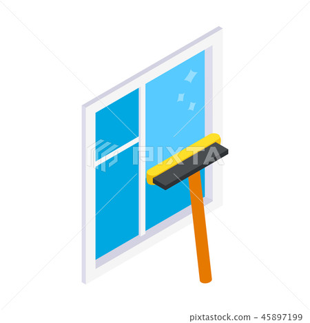 Cleaning mop window isometric 3d icon Cleaning mop window isometric 3d icon 45897199