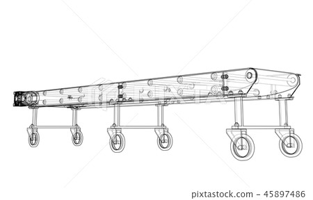 3D outline conveyor belt. Vector rendering of 3d 45897486