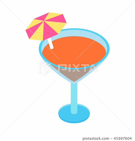 Cocktail with umbrella isometric 3d icon 45897604