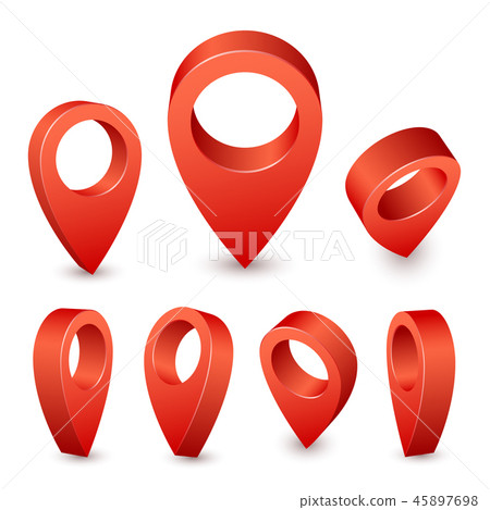 Map pointer 3d pin. Red pin marker for travel... - Stock Illustration ...