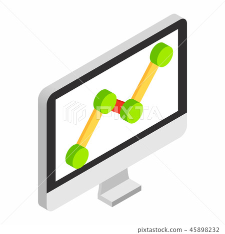 Graph on the computer monitor isometric 3d icon Graph on the computer monitor isometric 3d icon 45898232