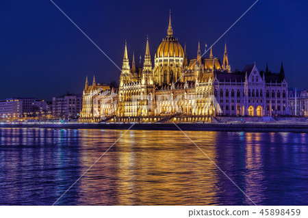 Budapest with Parliament in Hungary at night. 45898459