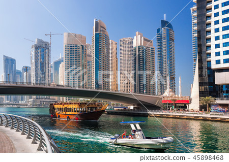 Dubai Marina against skyscrapers in Dubai,UAE Dubai Marina against skyscrapers in Dubai,UAE 45898468