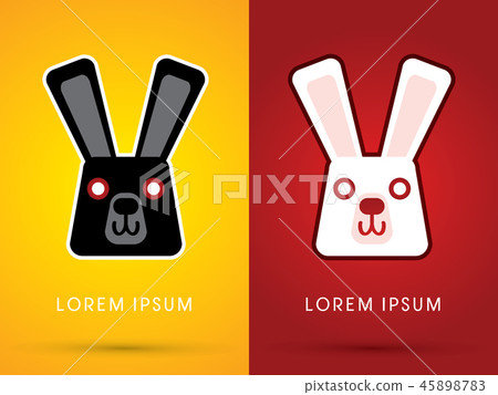 Cute black and white smile rabbit face graphic Cute black and white smile rabbit face graphic 45898783