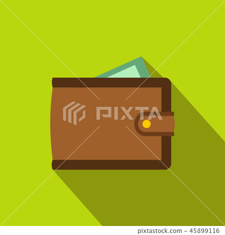 Brown wallet with card and cash flat icon Brown wallet with card and cash flat icon 45899116