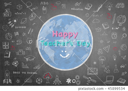 Happy world teacher day concept doodle on board 45899534