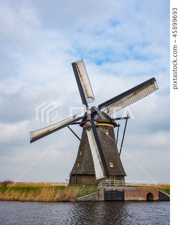 rural landscape with windmills and canal rural landscape with windmills and canal 45899693