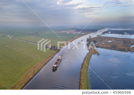 Aerial view of canal in Friesland 45900399