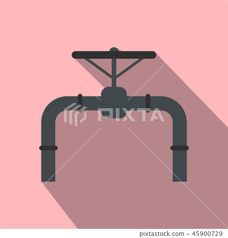 Pipeline with valve and handwheel flat icon Pipeline with valve and handwheel flat icon 45900729