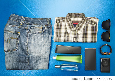 Man equipment like casual outfits with sunglasses Man equipment like casual outfits with sunglasses 45900759