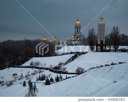 view at Kyiv Pechersk Lavra Monastery and monument memorial of Holodomor at Ukraine view at Kyiv Pechersk Lavra Monastery and monument memorial of Holodomor at Ukraine 45900763