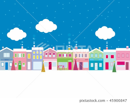Cityscape christmas snow clouds - Stock Illustration [45900847] - PIXTA