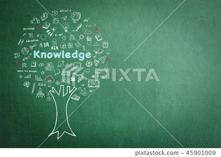 Tree of knowledge education concept on chalkboard 45901009