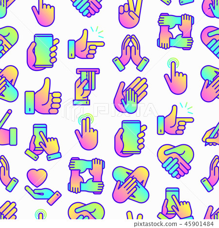 Hands gestures seamless pattern 45901484