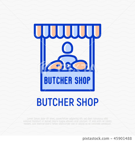 Butcher shop icon: building with chicken's leg Butcher shop icon: building with chicken's leg 45901488